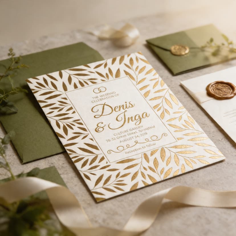 Invitación Boda 'Golden Leaf' (Set x12)